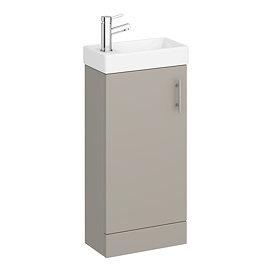 Milan W400 x D222mm Stone Grey Compact Floor Standing Basin Unit Large Image
