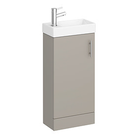 Milan W400 x D222mm Stone Grey Compact Floor Standing Basin Unit Large Image