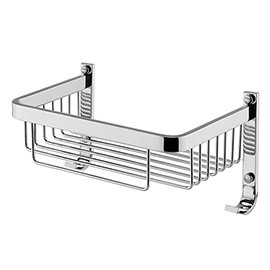 Milan Wall Mounted Wire Soap Basket with Hooks - 210 x 140mm - Chrome Medium Image