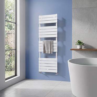 Milan Bathroom Heated Towel Rail White Finish - 1512mm x 500mm