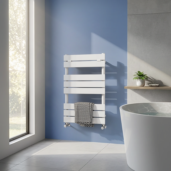 Milan Bathroom Heated Towel Rail White Finish - 840mm x 500mm