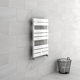 Milan White 800 x 500mm Heated Towel Rail Large Image