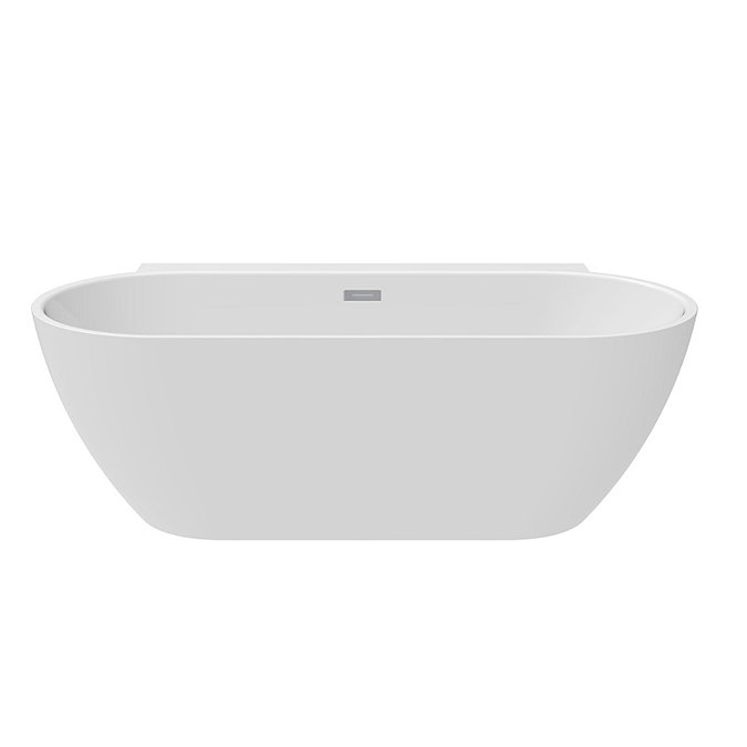 Mileto 1500 x 770 Curved Back to Wall Modern Bath with Chrome Waste