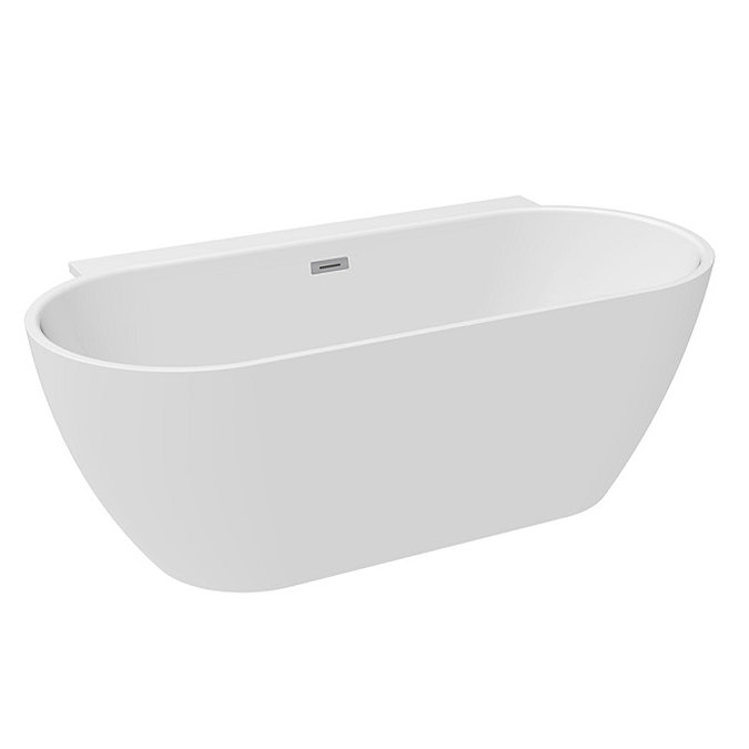 Mileto 1500 x 770 Curved Back to Wall Modern Bath with Chrome Waste