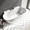 Mileto 1500 x 770 Curved Back to Wall Modern Bath with Chrome Waste