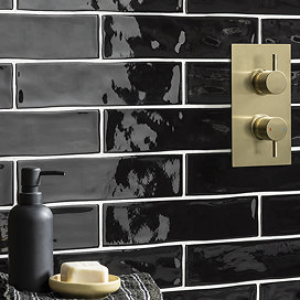 Mileto Black Gloss Ceramic Wall Tile - 75 x 300mm
