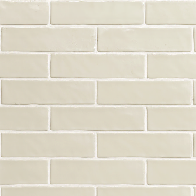 Mileto Brick Bone Gloss Ceramic Wall Tile - 75 x 300mm