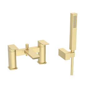 Mileto Brushed Brass Bath Shower Mixer Tap inc. Shower Kit