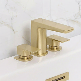 Mileto Brushed Brass Deck Mounted (3TH) Bath Filler Tap