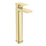 Mileto Brushed Brass High Rise Mono Basin Mixer Tap