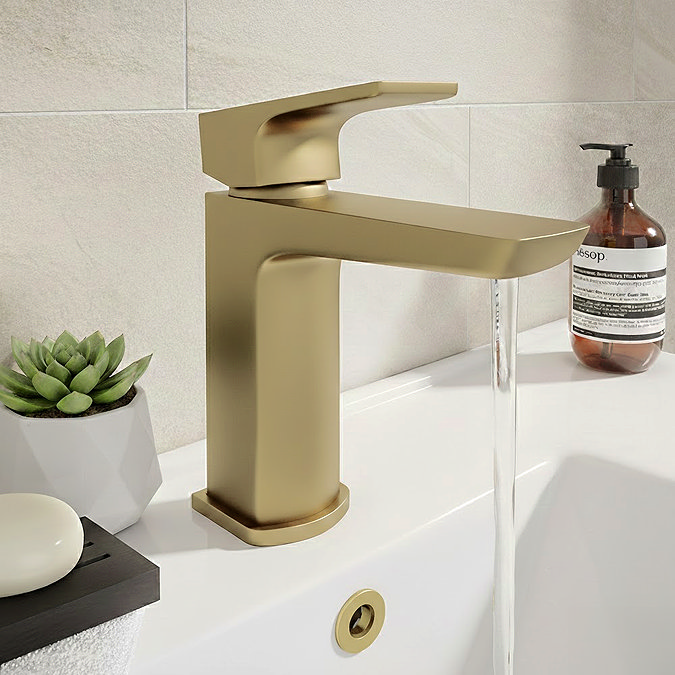 Mileto Modern Basin Tap - Brushed Brass
