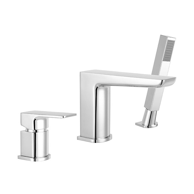 Mileto Deck Mounted (3TH) Bath Shower Mixer Tap inc. Shower Kit Chrome