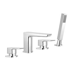 Mileto Deck Mounted (4TH) Bath Shower Mixer Tap inc. Shower Kit Chrome