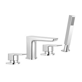 Mileto Deck Mounted (4TH) Bath Shower Mixer Tap inc. Shower Kit Chrome