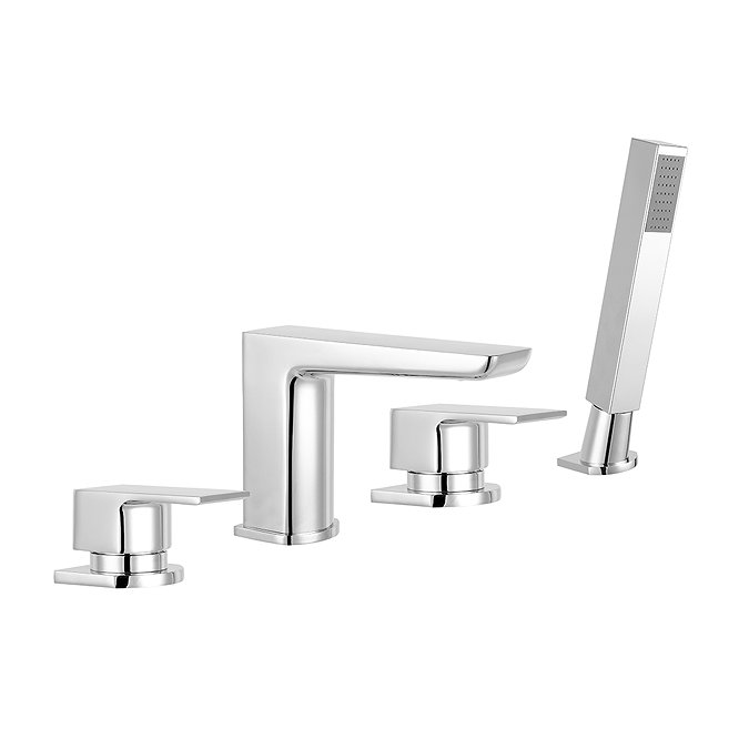 Mileto Deck Mounted (4TH) Bath Shower Mixer Tap inc. Shower Kit Chrome