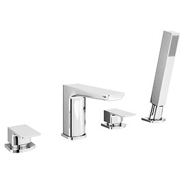 Mileto Deck Mounted (4TH) Bath Shower Mixer Tap with Shower Kit - Chrome