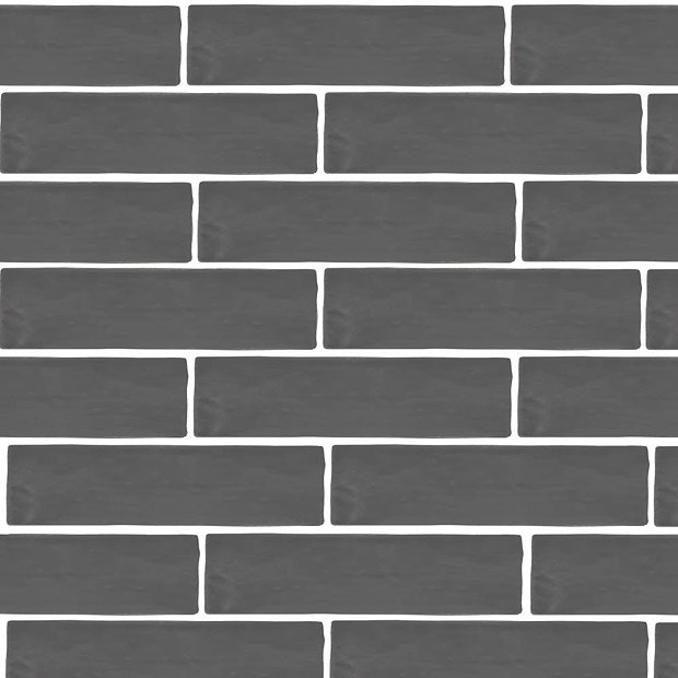 Mileto Brick Grey Gloss Ceramic Wall Tile - 75 x 300mm  Feature Large Image