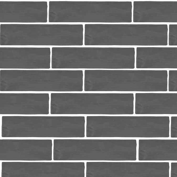 Mileto Brick Grey Gloss Ceramic Wall Tile - 75 x 300mm  Feature Large Image