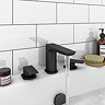 Mileto Matt Black Deck Mounted 3 Tap Hole Bath Filler Tap