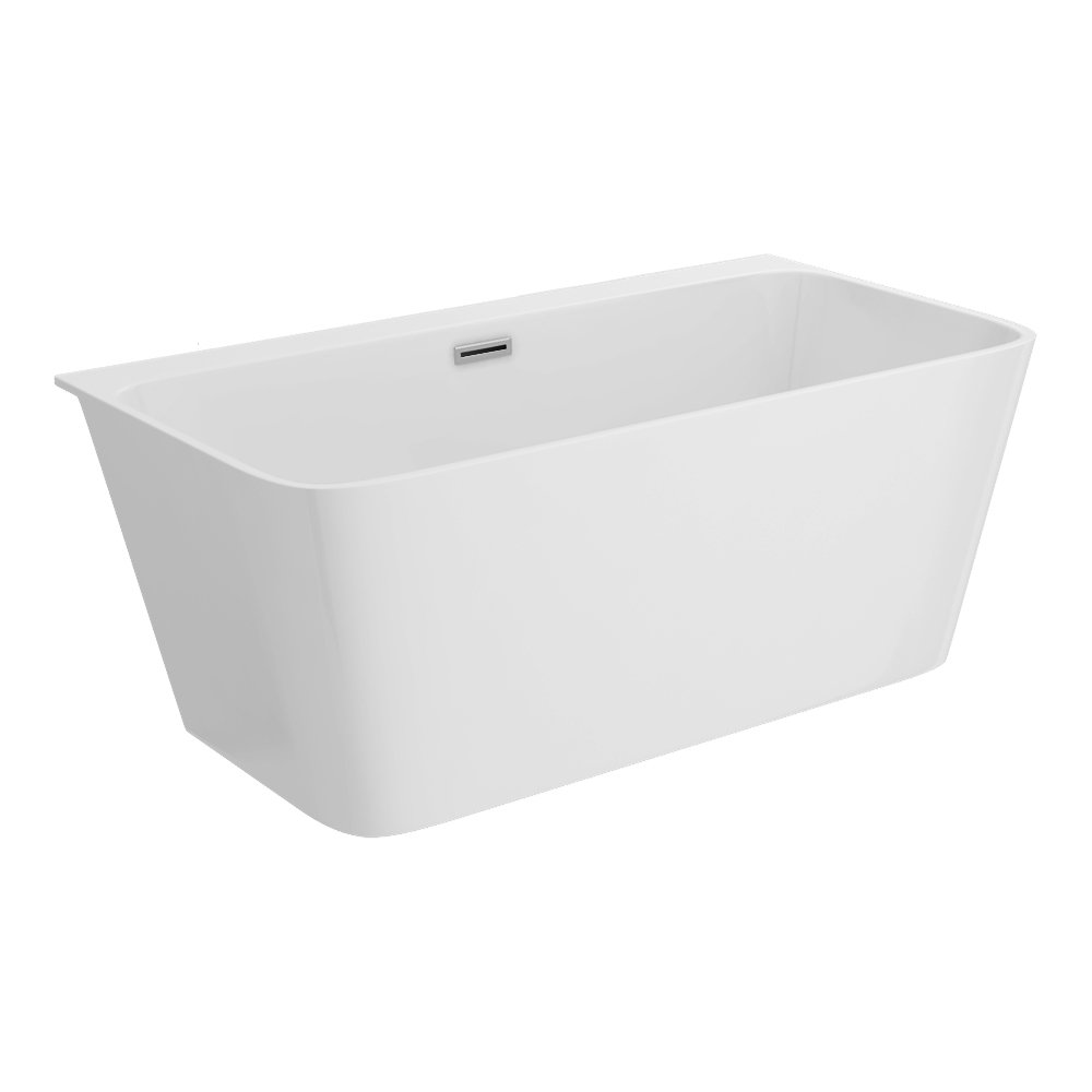 Mileto Square Back to Wall Modern Bath (1500 x 760mm with Chrome Waste ...