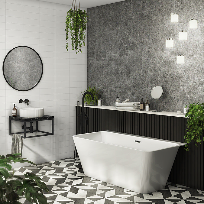Mileto Square Back to Wall Modern Bath (1500 x 760mm)  In Bathroom Large Image