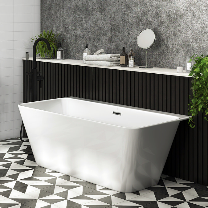 Mileto Square Back to Wall Modern Bath (1500 x 760mm) Large Image