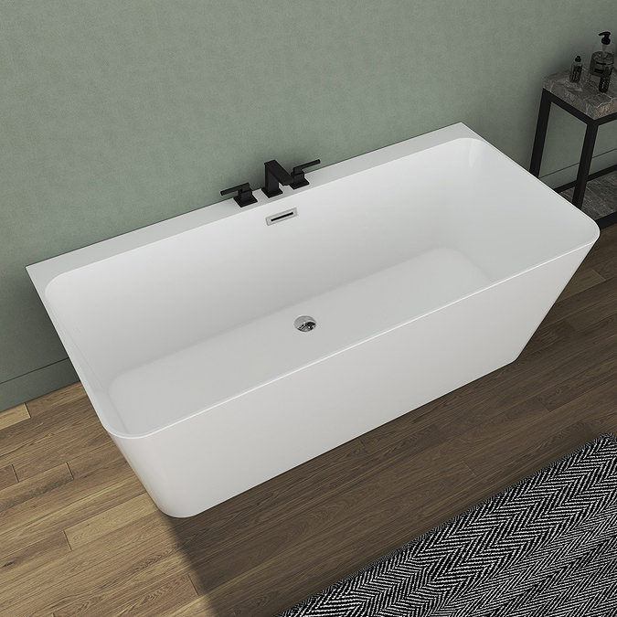 Mileto Square Back to Wall Modern Bath (1700 x 800mm)  In Bathroom Large Image