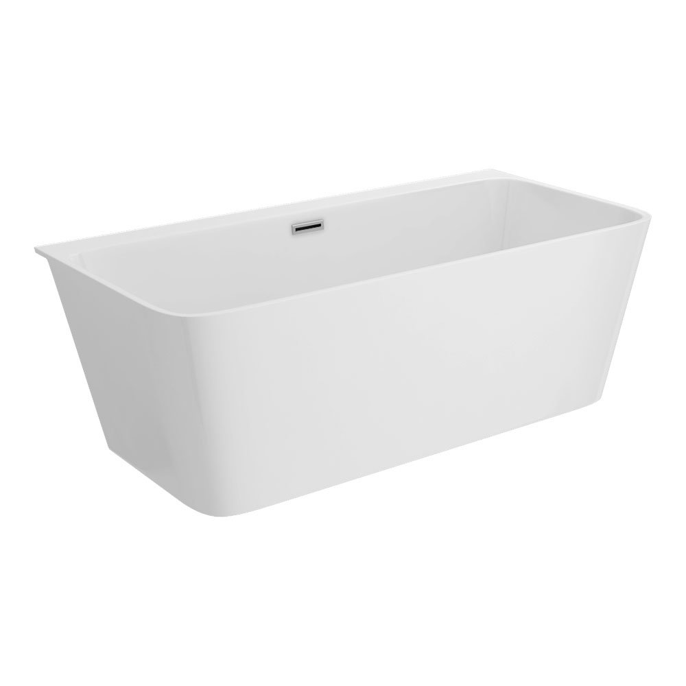 Mileto Square Back to Wall Modern Bath (1700 x 800mm with Chrome Waste ...