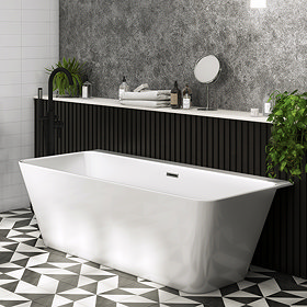 Mileto Square Back to Wall Modern Bath (1700 x 800mm) Large Image