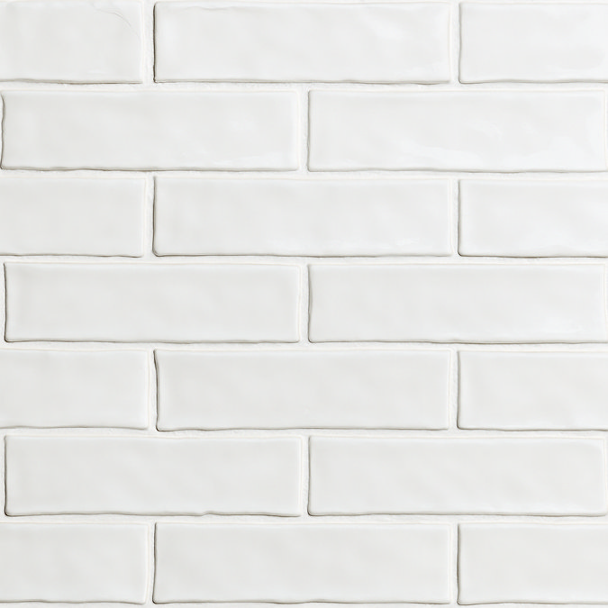 Mileto Brick White Gloss Ceramic Wall Tile - 75 x 300mm