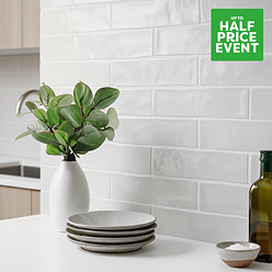 Mileto Brick White Gloss Ceramic Wall Tile - 75 x 300mm