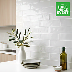 Mileto Brick White Gloss Ceramic Wall Tile