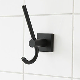 Miller Atlanta Matt Black Double Robe Hook - 8812B Large Image