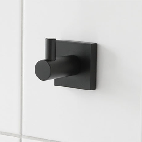 Miller Atlanta Matt Black Single Robe Hook - 8822B Large Image