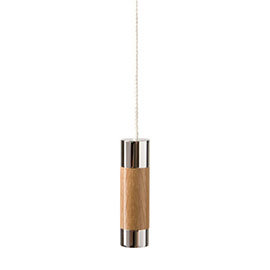 Miller - Classic Chrome and Natural Oak Cylindrical Light Pull - 696C Medium Image