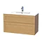Miller - London 100 Wall Hung Two Drawer Vanity Unit with Ceramic Basin - Oak Large Image