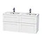 Miller - London 120 Wall Hung Four Drawer Vanity Unit with Double Ceramic Basin - White Large Image