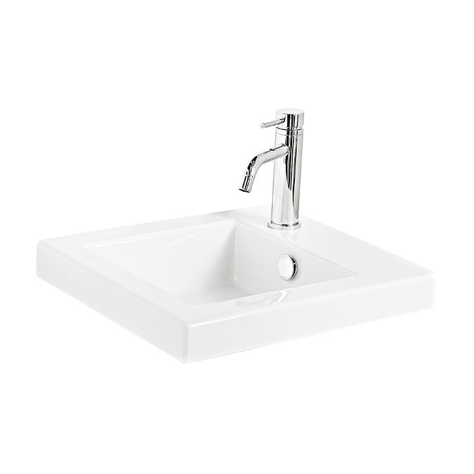 Miller - London 40 Wall Hung Single Door Vanity Unit with Ceramic Basin - White Standard Large Image