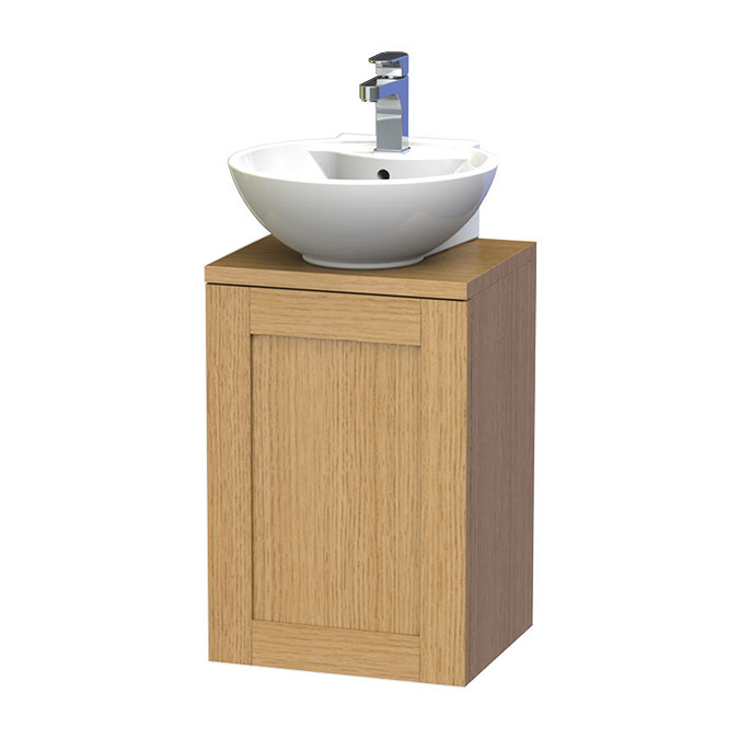 Miller London Wall Hung Countertop Basin Unit - Oak - 400mm inc. Basin In Bathroom Large Image