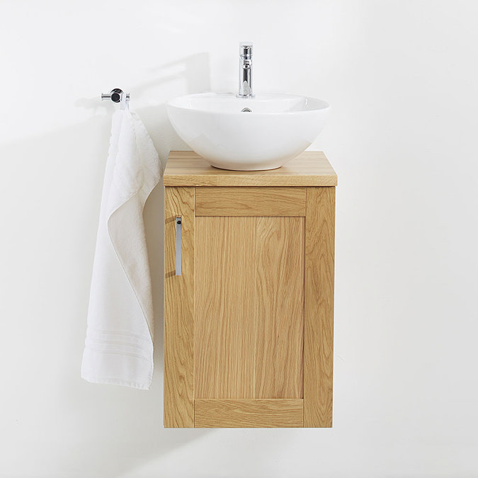 Miller London Wall Hung Countertop Basin Unit - Oak - 400mm inc. Basin Large Image