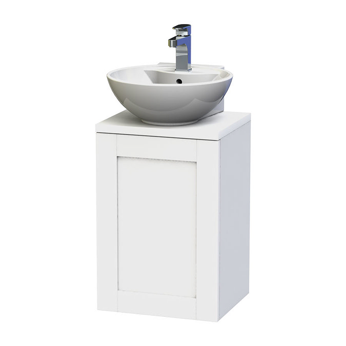Miller London Wall Hung Countertop Basin Unit - White - 400mm inc. Basin  In Bathroom Large Image