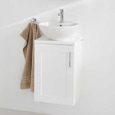 Miller - London 40 Wall Hung Single Door Vanity Unit with Worktop & Ceramic Basin - White Profile La