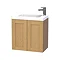 Miller - London 60 Wall Hung Two Door Vanity Unit with Ceramic Basin - Oak Large Image