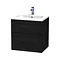 Miller - London 60 Wall Hung Two Drawer Vanity Unit with Ceramic Basin - Black Large Image