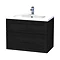 Miller - London 80 Wall Hung Two Drawer Vanity Unit with Ceramic Basin - Black Large Image