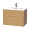 Miller - London 80 Wall Hung Two Drawer Vanity Unit with Ceramic Basin - Oak Large Image