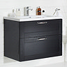 Miller - London 80 Wall Hung Two Drawer Vanity Unit with Ceramic Basin - White additional Large Imag