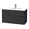 Miller - New York 100 Wall Hung Two Drawer Vanity Unit with Ceramic Basin - Black Large Image