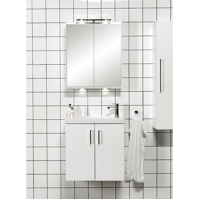 Miller - New York 60 Wall Hung Two Door Vanity Unit with Ceramic Basin - Black Standard Large Image