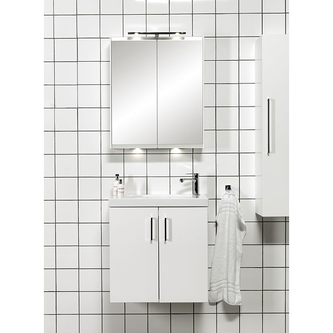 Miller - New York 60 Wall Hung Two Door Vanity Unit with Ceramic Basin - Oak Standard Large Image